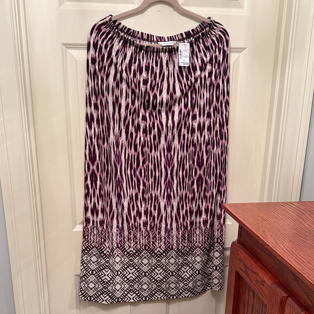 Christopher & Banks Purple and Black Patterned A-Line Skirt